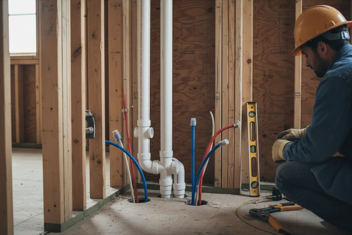 Drain and supply rough-in during Drain Cleaning in Sturtevant