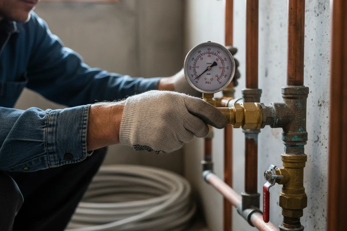 Pressure testing a repaired line during Water Line Repair in Sturtevant